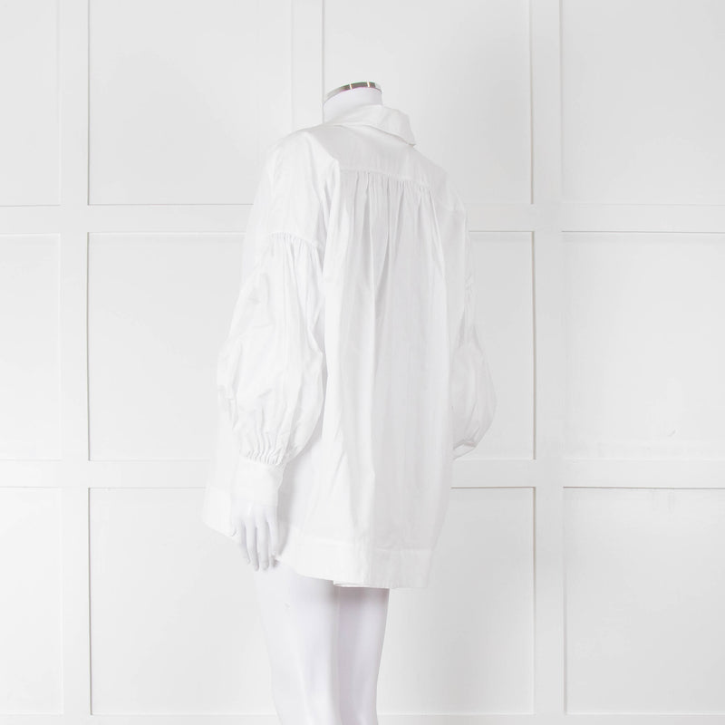 Lee Mathews White Cotton Oversized Long Sleeve Top