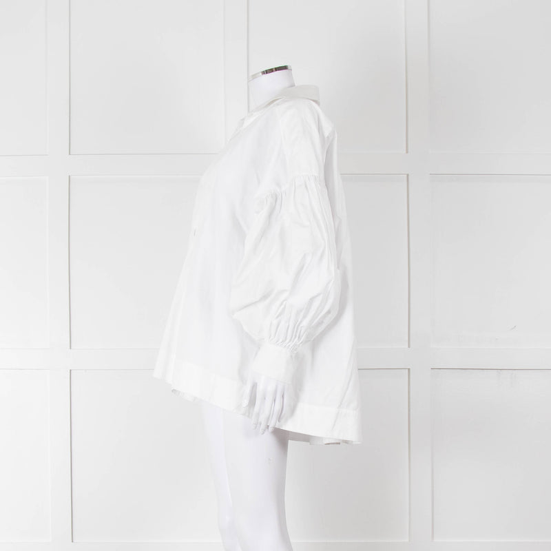 Lee Mathews White Cotton Oversized Long Sleeve Top