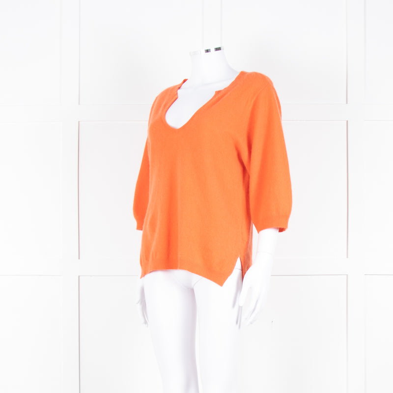Notshy Cashmere Orange Deep V Neck Wide Sleeve Jumper