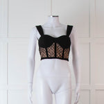 Rebecca Vallance Black and Nude Lace Bustier Top with Wide Straps