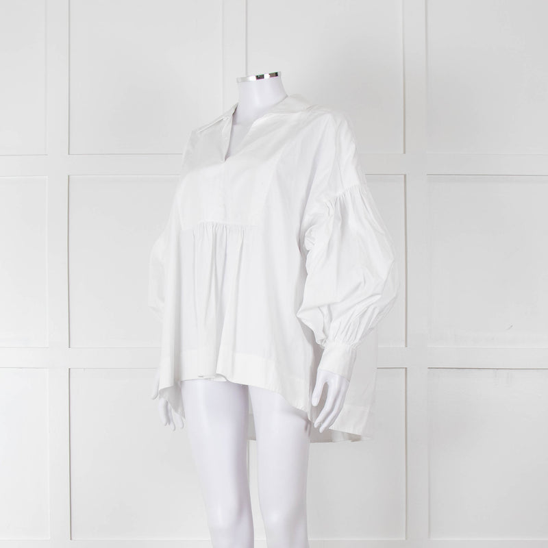 Lee Mathews White Cotton Oversized Long Sleeve Top