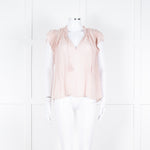 Ulla Johnson Pale Pink Frill Detail Cap Sleeves Silk Blend Top