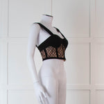 Rebecca Vallance Black and Nude Lace Bustier Top with Wide Straps