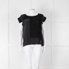 See By Chloe Black Silk Lace Short Sleeve Top