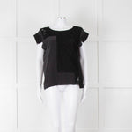 See By Chloe Black Silk Lace Short Sleeve Top