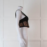 Rebecca Vallance Black and Nude Lace Bustier Top with Wide Straps