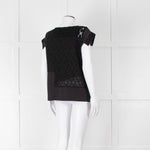 See By Chloe Black Silk Lace Short Sleeve Top