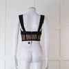 Rebecca Vallance Black and Nude Lace Bustier Top with Wide Straps