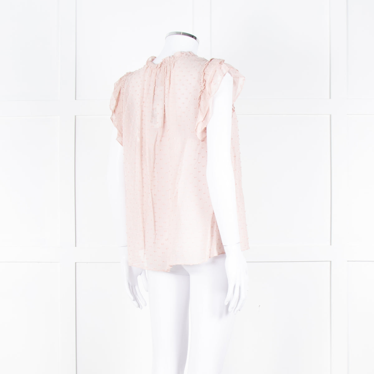 Ulla Johnson Pale Pink Frill Detail Cap Sleeves Silk Blend Top
