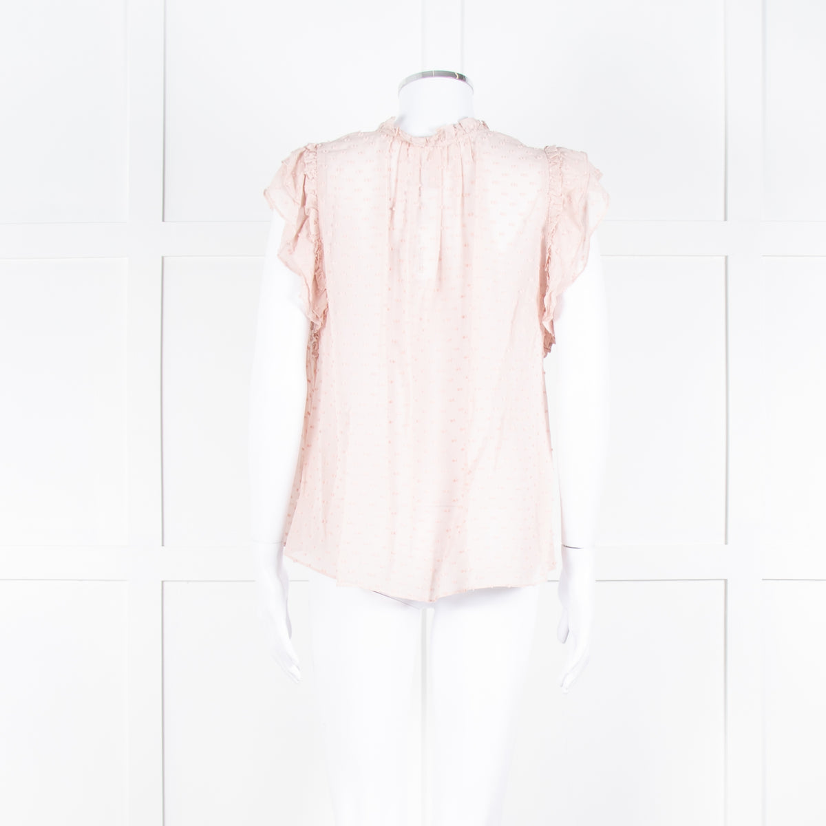 Ulla Johnson Pale Pink Frill Detail Cap Sleeves Silk Blend Top