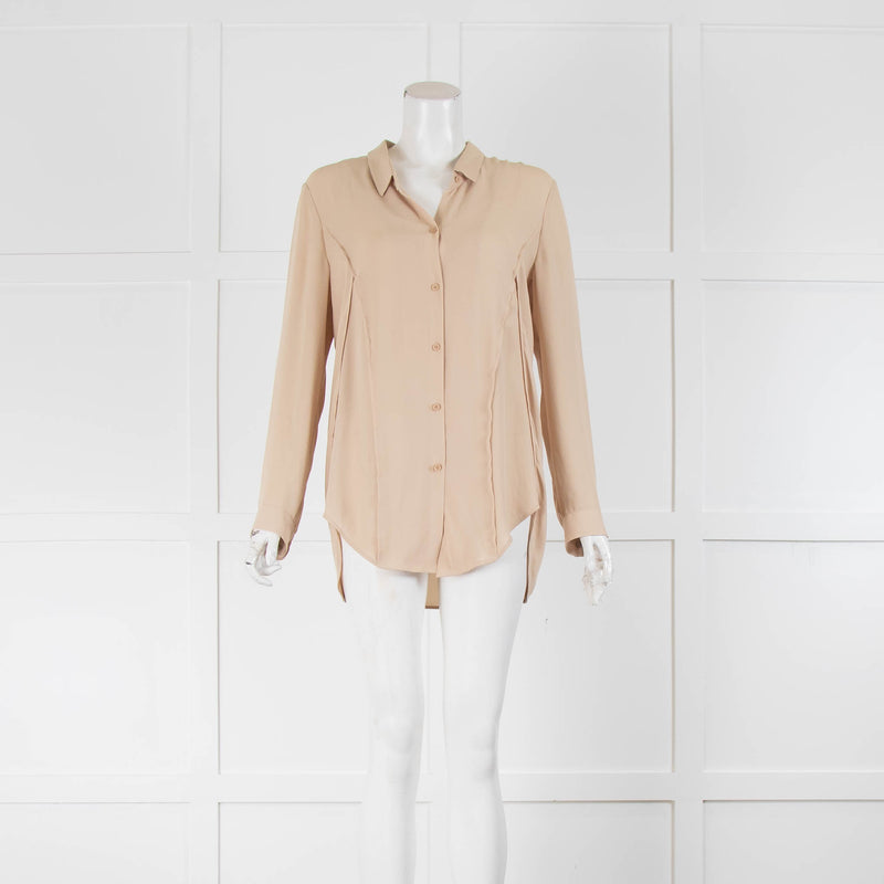 The Kooples Beige Zip Back Detail Button Front Blouse