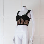 Rebecca Vallance Black and Nude Lace Bustier Top with Wide Straps