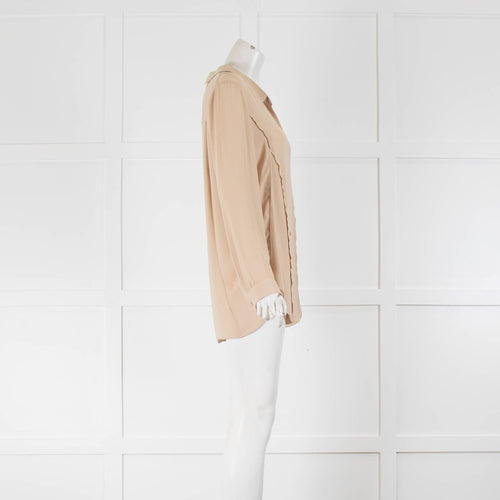 The Kooples Beige Zip Back Detail Button Front Blouse