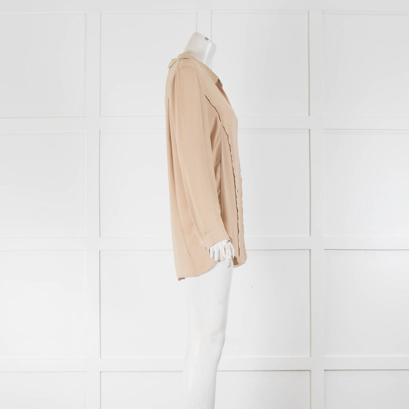 The Kooples Beige Zip Back Detail Button Front Blouse