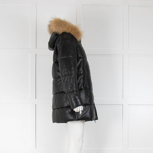 Oakwood Leather Puffer with Fur Collar