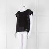 See By Chloe Black Silk Lace Short Sleeve Top