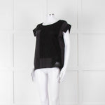 See By Chloe Black Silk Lace Short Sleeve Top