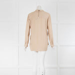 The Kooples Beige Zip Back Detail Button Front Blouse