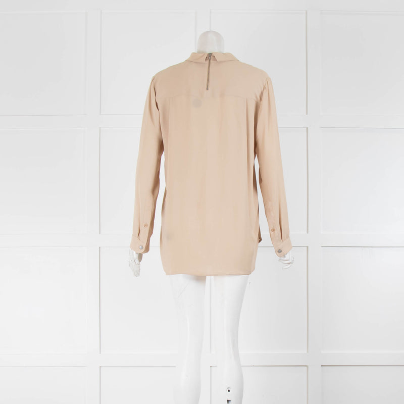 The Kooples Beige Zip Back Detail Button Front Blouse