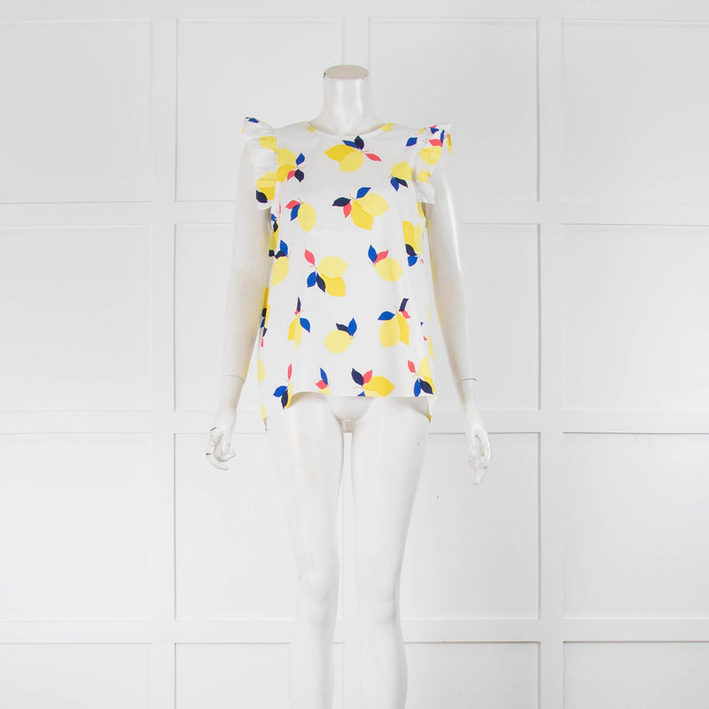 Kate Spade White Yellow Lemon Sleeveless Top
