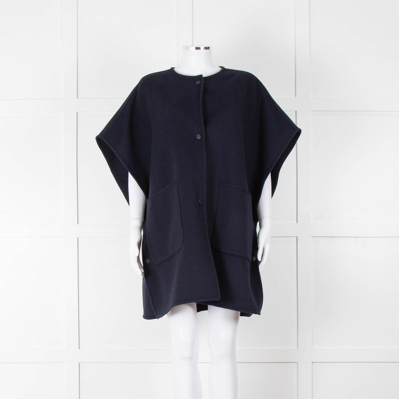 Weekend Max Mara Navy Sleeveless Cape Coat