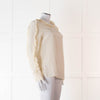 SeeByChloe Cream Silk Round Neck Long Sleeve With Ruffle Detailing