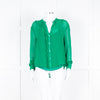 Custommade Green On Green Pattern Front Open Silk Top