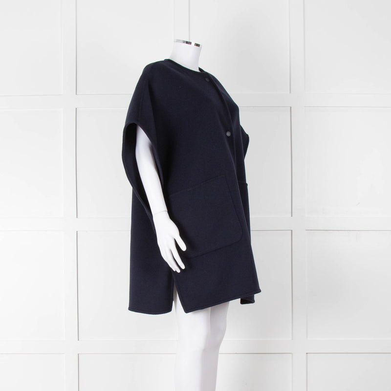 Weekend Max Mara Navy Sleeveless Cape Coat