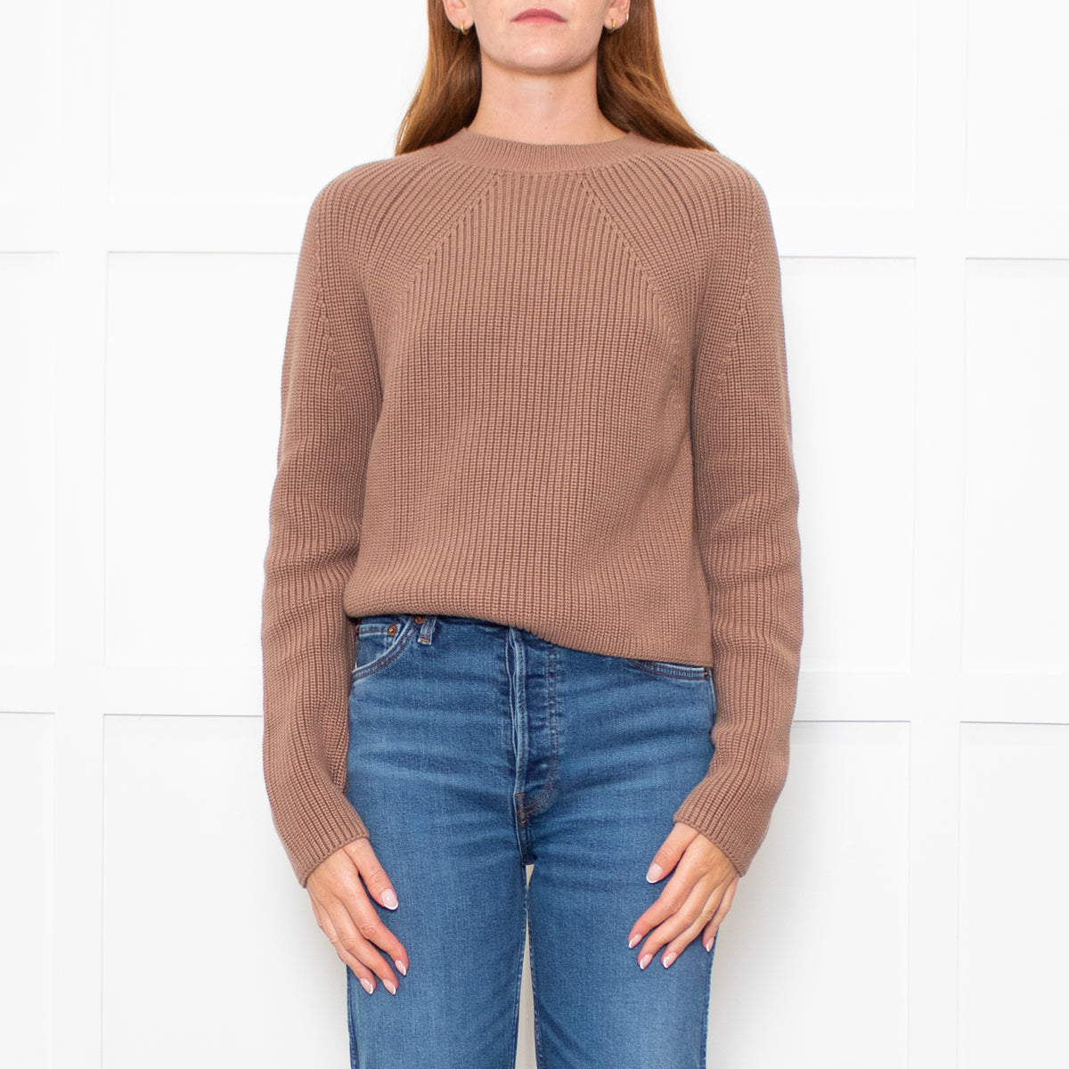 White + Warren Suede Cotton Ribbed Knit Jumper