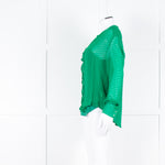 Custommade Green On Green Pattern Front Open Silk Top