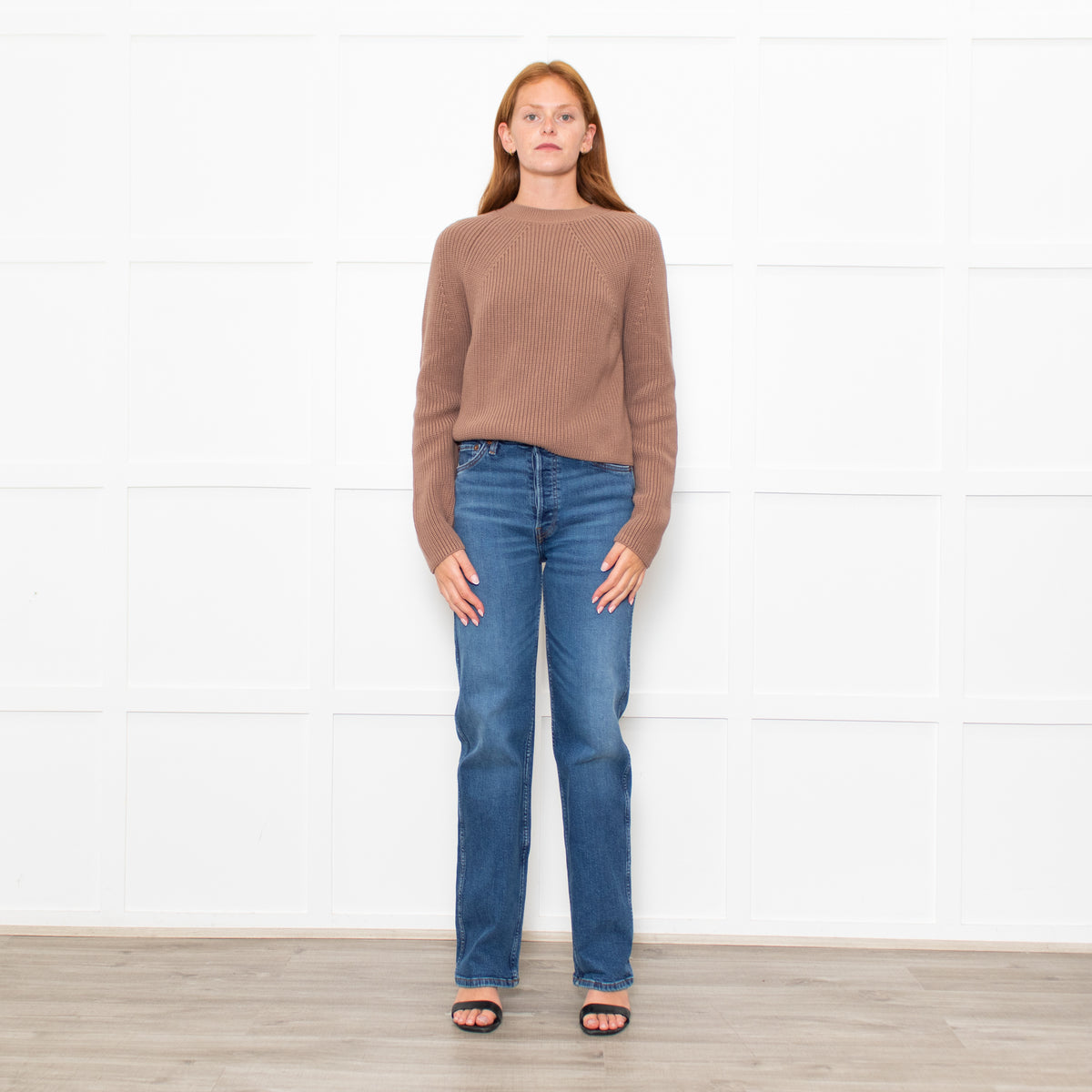 White + Warren Suede Cotton Ribbed Knit Jumper