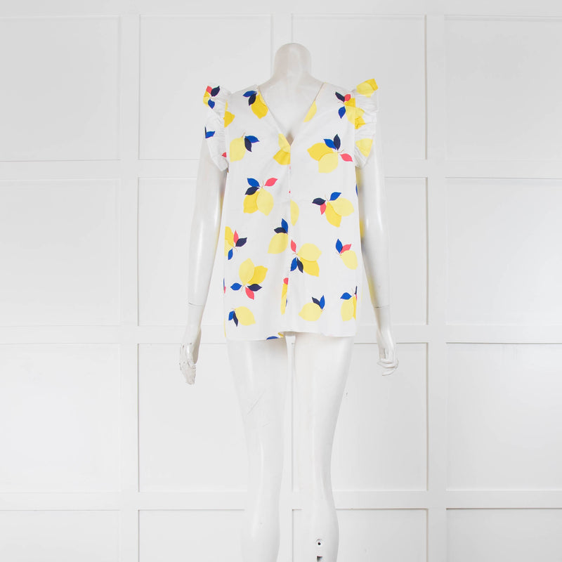 Kate Spade White Yellow Lemon Sleeveless Top