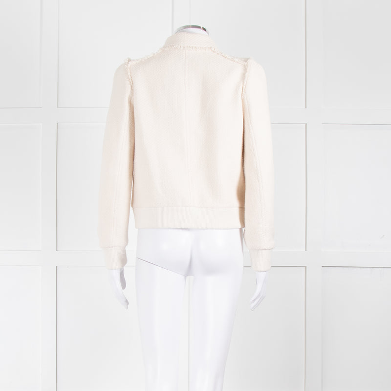 Me+Em Cream Woven Frayed Edge Bomber Jacket