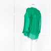 Custommade Green On Green Pattern Front Open Silk Top