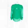 Custommade Green On Green Pattern Front Open Silk Top