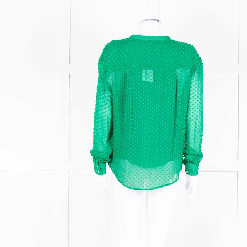 Custommade Green On Green Pattern Front Open Silk Top