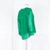 Custommade Green On Green Pattern Front Open Silk Top