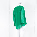 Custommade Green On Green Pattern Front Open Silk Top