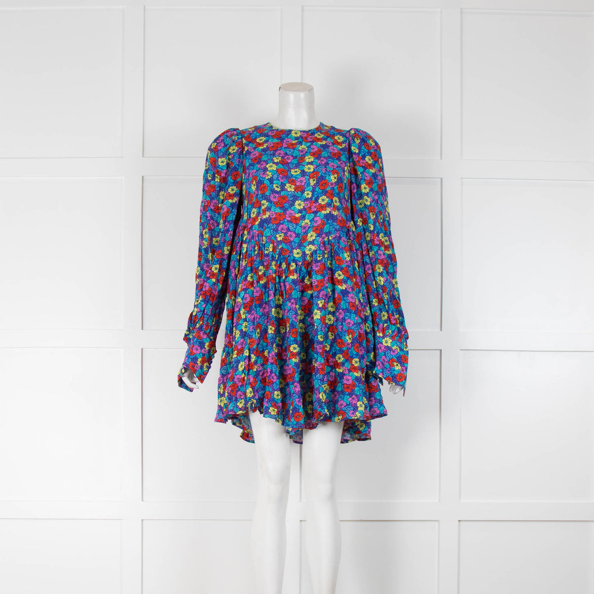 Rotate by Birger Christensen Floral Puff Sleeve Smock Dress