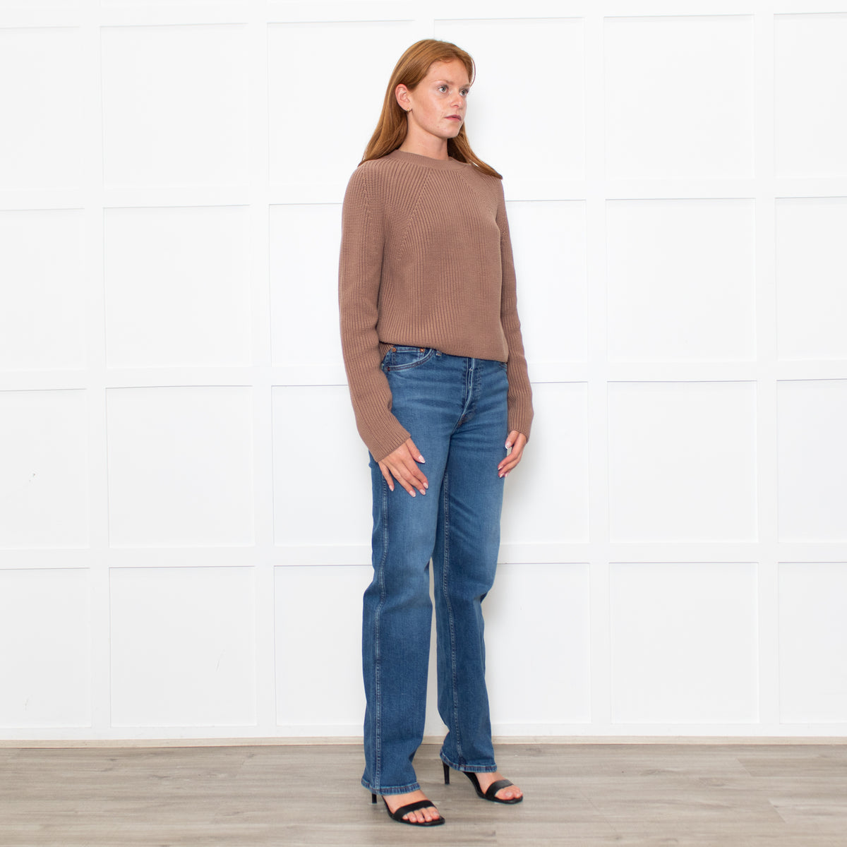 White + Warren Suede Cotton Ribbed Knit Jumper