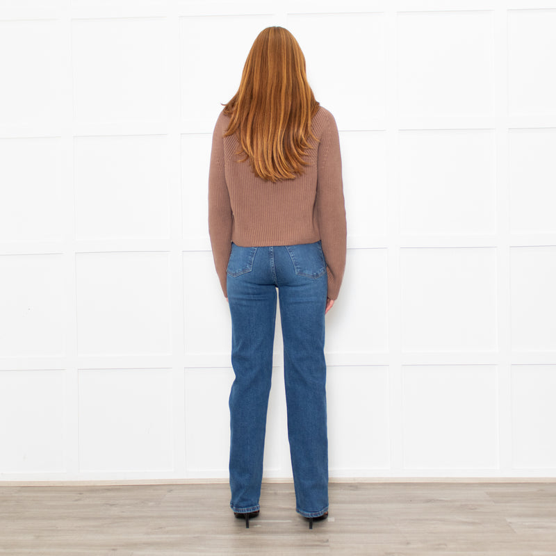 White + Warren Suede Cotton Ribbed Knit Jumper