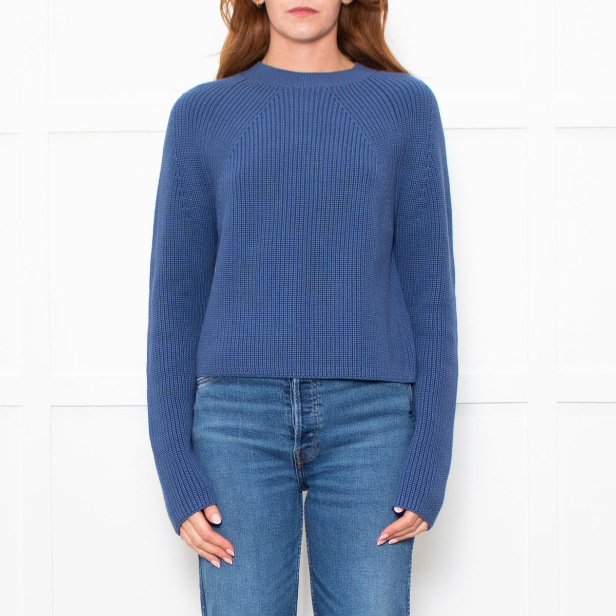 White + Warren Washed Denim Cotton Jumper