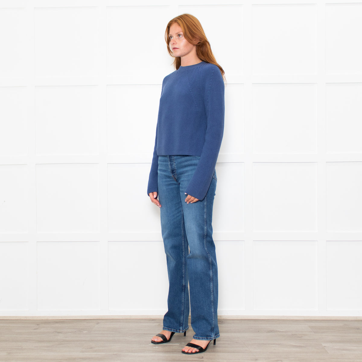 White + Warren Washed Denim Cotton Jumper