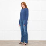 White + Warren Washed Denim Cotton Jumper