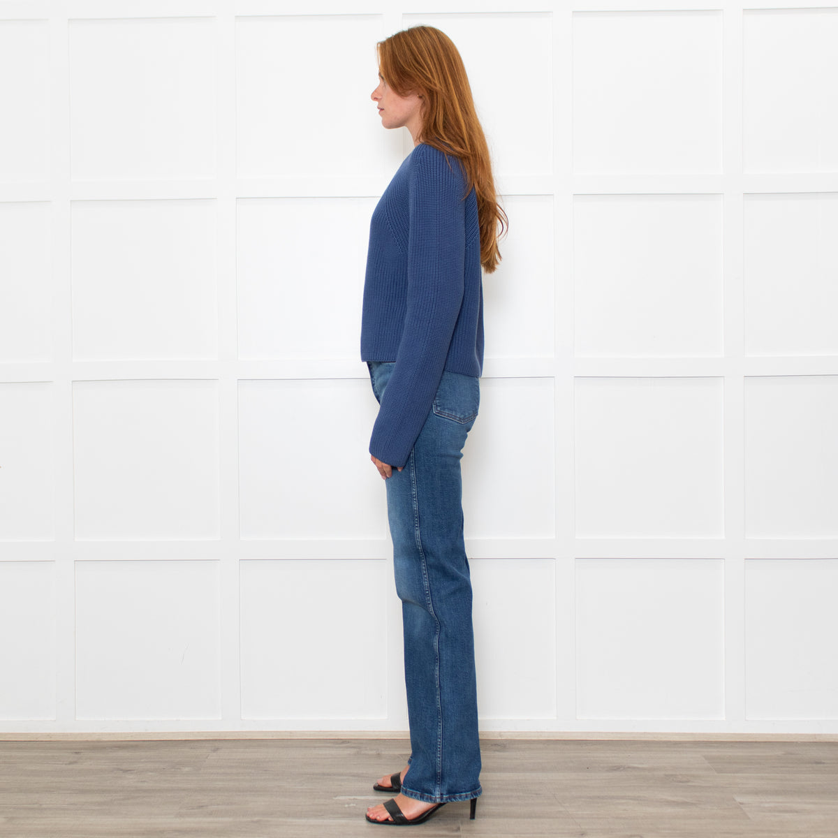 White + Warren Washed Denim Cotton Jumper