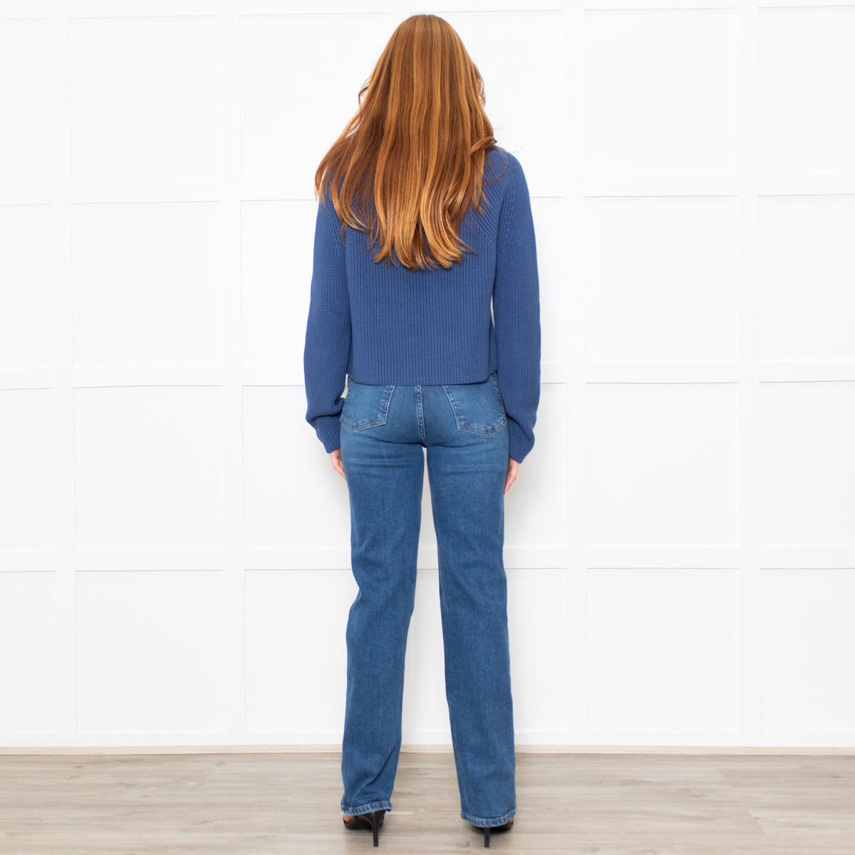 White + Warren Washed Denim Cotton Jumper