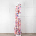 Ridley Pale Pink Blue Silk Floral Tiered Maxi Dress