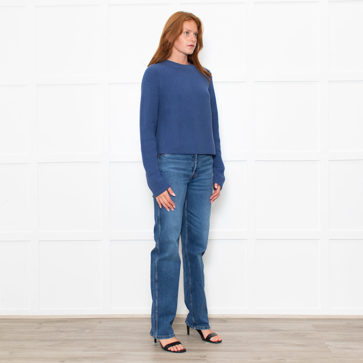 White + Warren Washed Denim Cotton Jumper