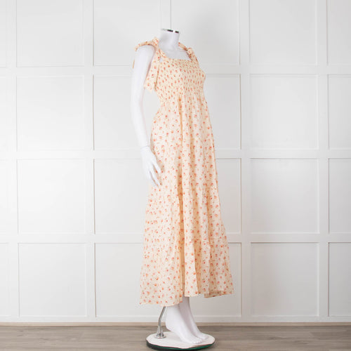 Ridley Yellow Peach Floral Sleeveless Cotton Maxi Dress