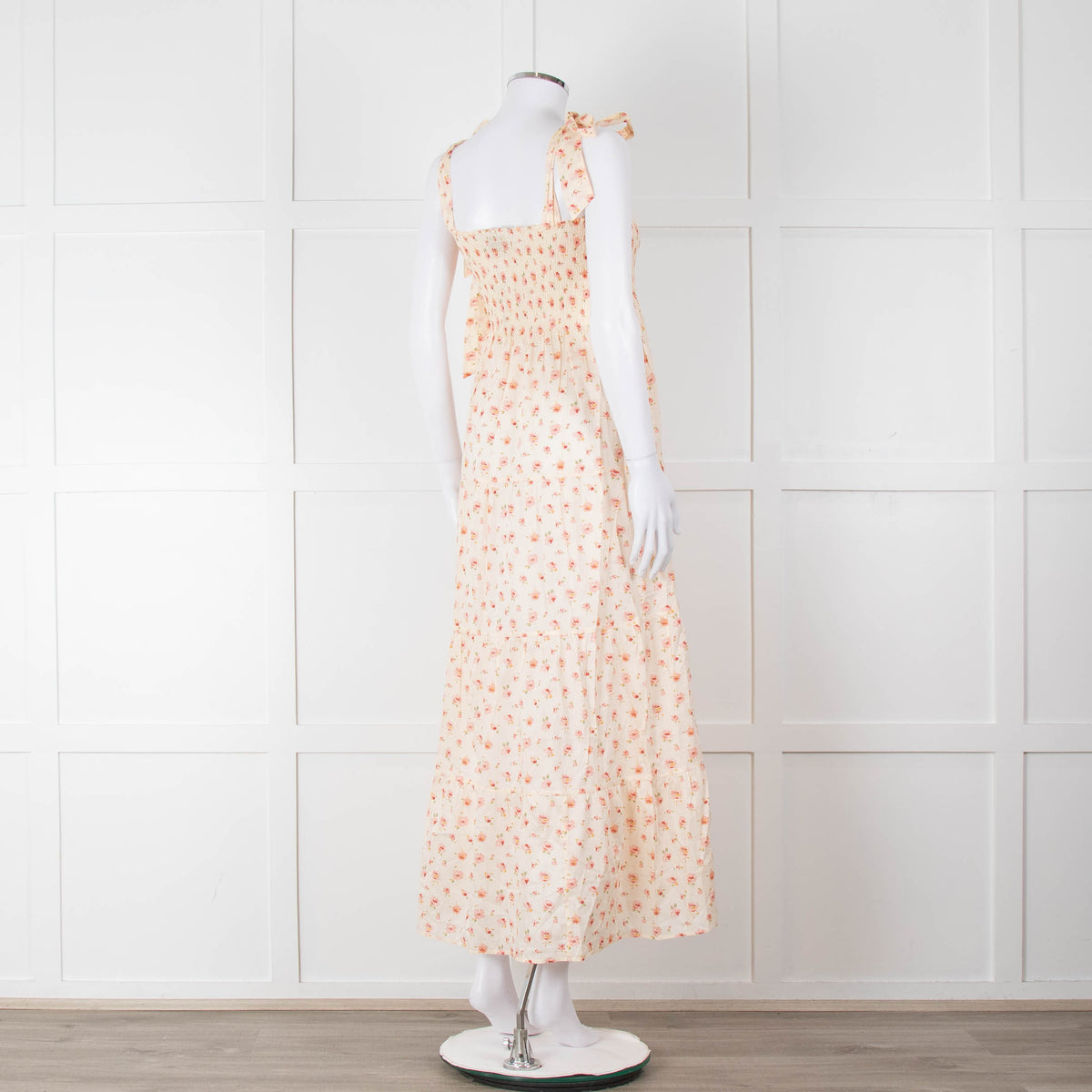 Ridley Yellow Peach Floral Sleeveless Cotton Maxi Dress